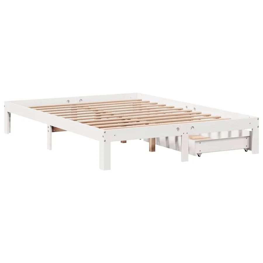 Cadre de lit avec tiroirs sans matelas blanc 150x200 cm - 8