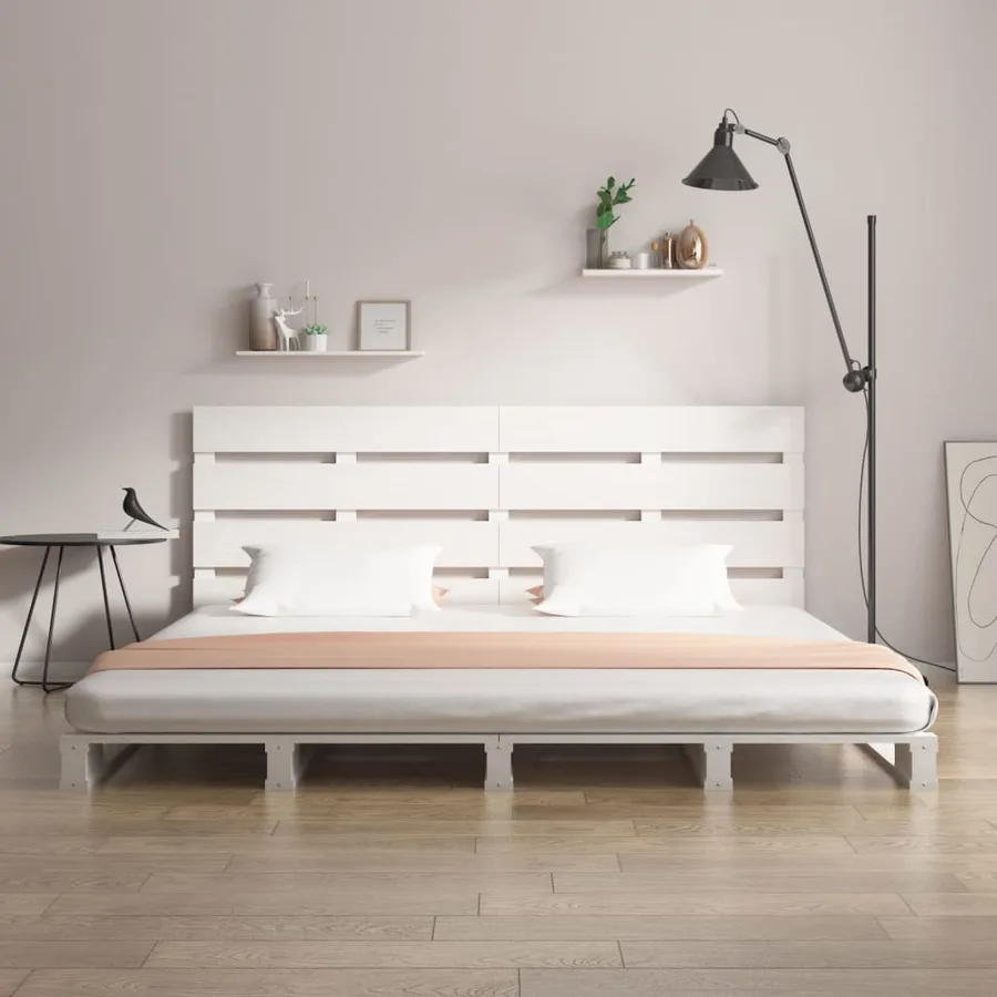 Cadre de lit sans matelas blanc bois de pin massif - 3