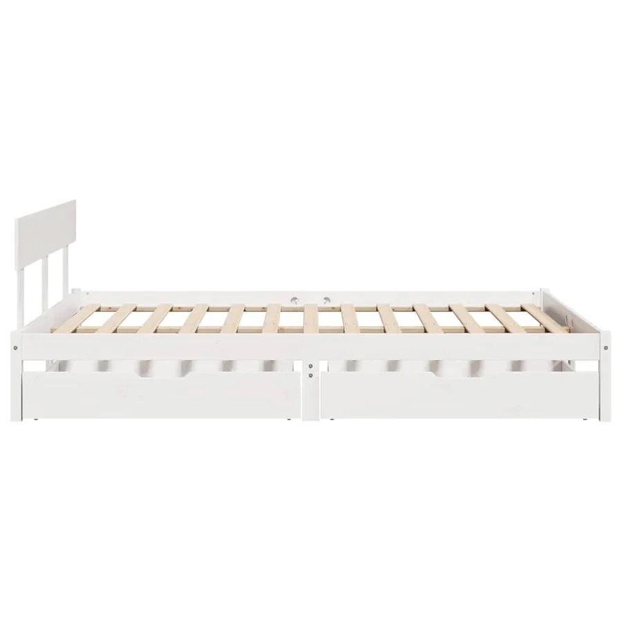 Cadre de lit sans matelas blanc 135x190 cm bois de pin massif - 5