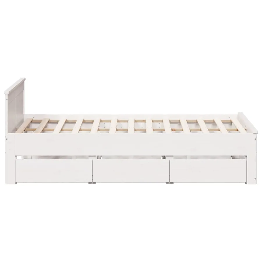 Cadre de lit sans matelas avec tête de lit blanc 140x200 cm pin - 5
