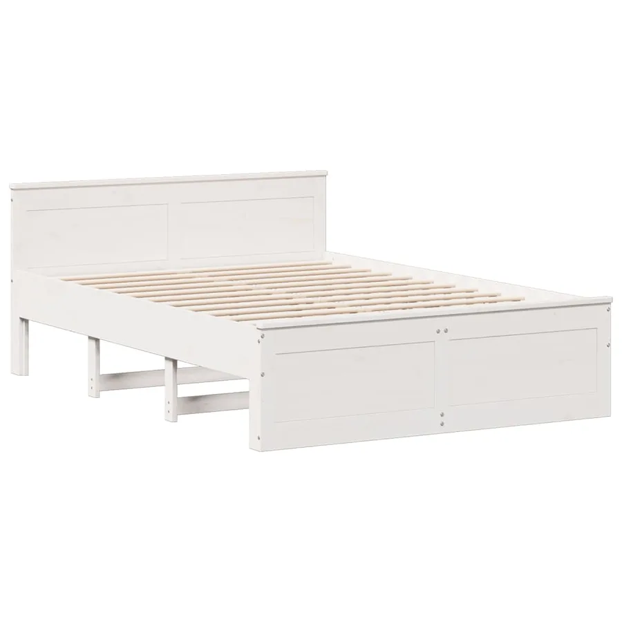 Cadre de lit sans matelas avec tête de lit blanc 140x200 cm pin - 7