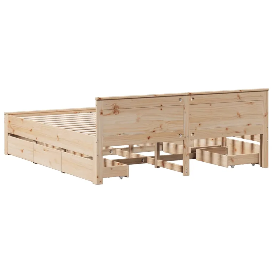 Cadre de lit sans matelas avec tête de lit 200x200 cm bois pin - 6
