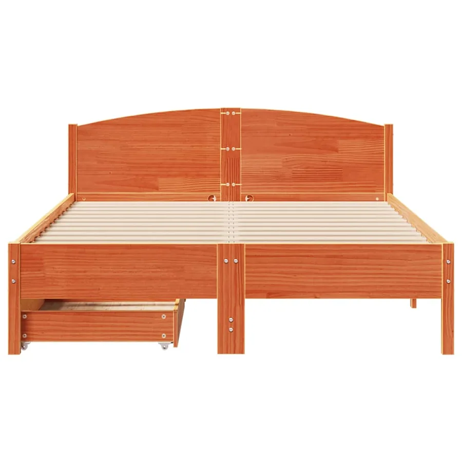 Cadre de lit sans matelas cire marron 140x190cm bois pin massif - 4