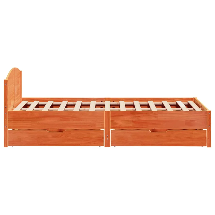 Cadre de lit sans matelas cire marron 140x190cm bois pin massif - 7