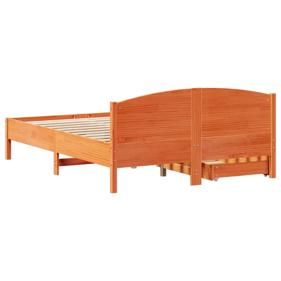 Cadre de lit sans matelas cire marron 140x190cm bois pin massif - 8