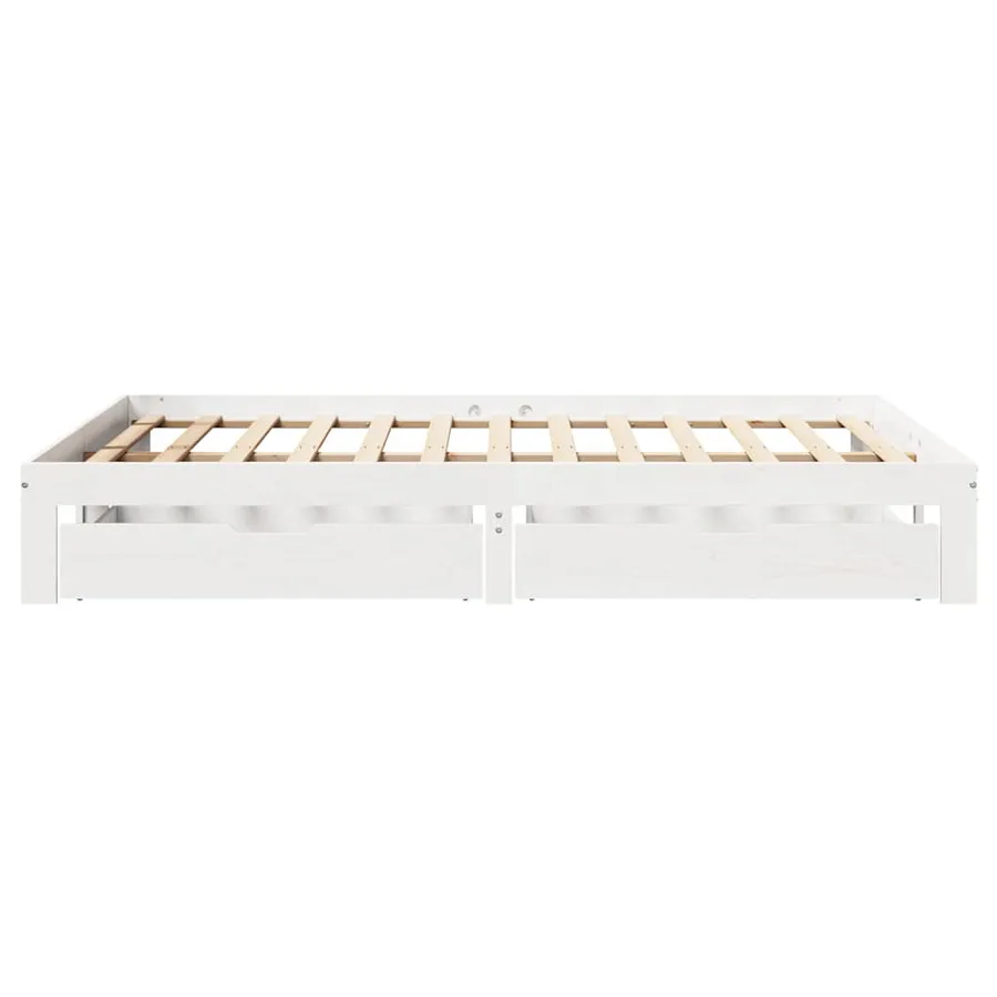 Cadre de lit avec tiroirs sans matelas blanc 135x190 cm - 7