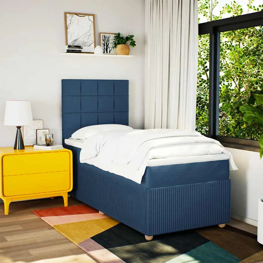 Sommier à lattes de lit avec matelas Bleu 80x200 cm Tissu - 3