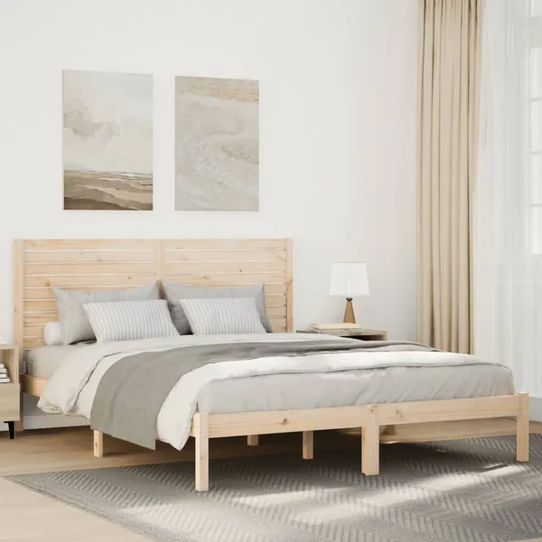Cadre de lit extra long sans matelas 140x210 cm bois massif