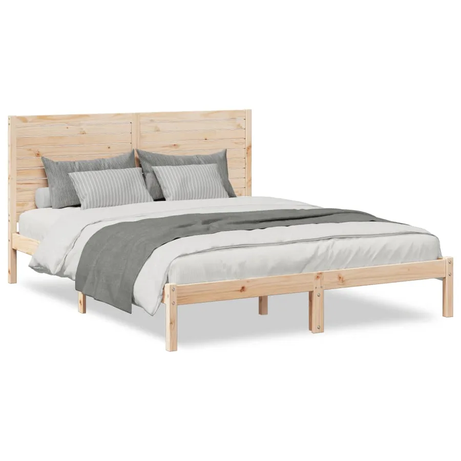 Cadre de lit extra long sans matelas 140x210 cm bois massif - 2