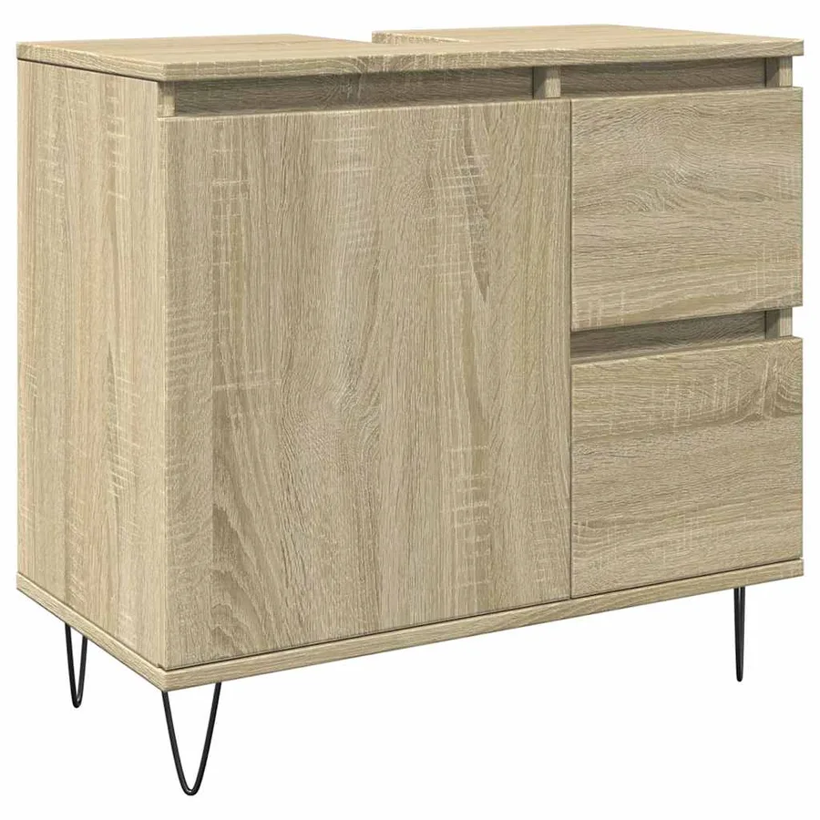Armoire salle de bain chêne sonoma 65x33x60 cm - 2
