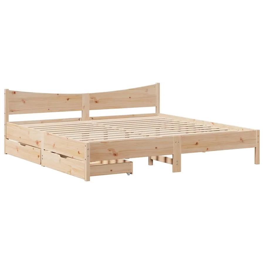 Cadre de lit avec tiroirs 180x200 cm bois de pin massif - 2