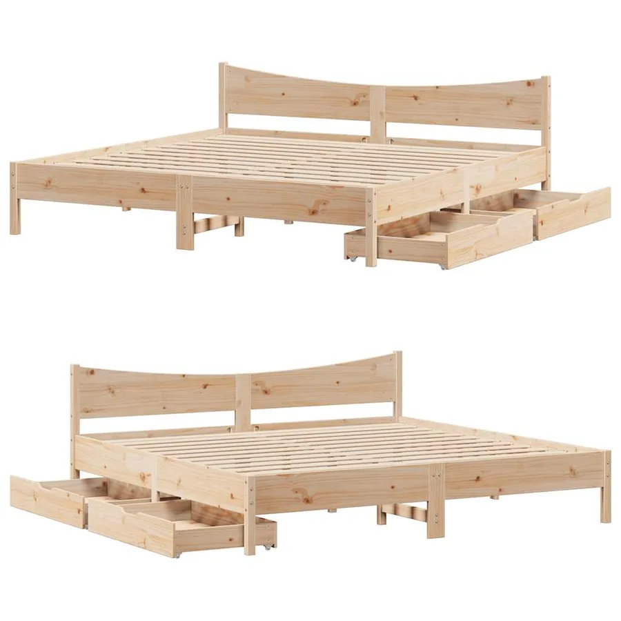 Cadre de lit avec tiroirs 180x200 cm bois de pin massif - 9