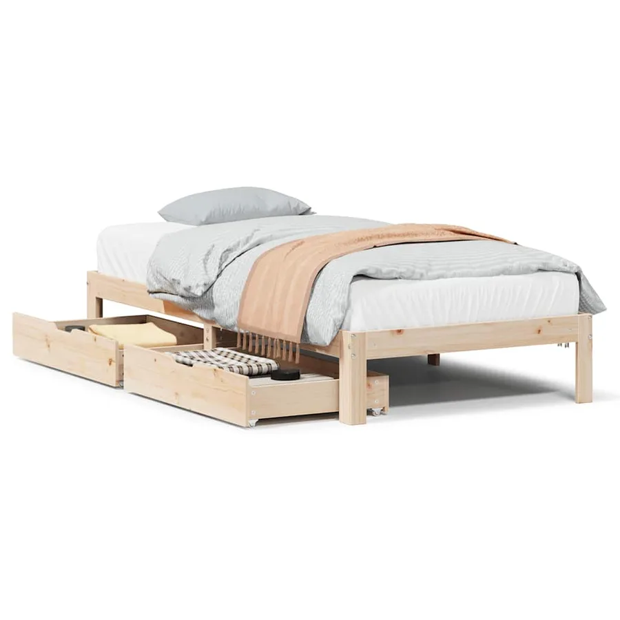 Cadre de lit avec tiroirs sans matelas 75x190 cm - 2
