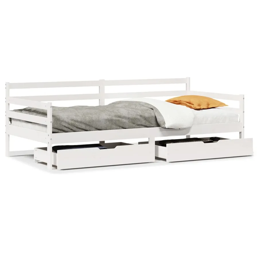 Lit de jour et tiroirs sans matelas blanc 90x200 cm bois massif - 2