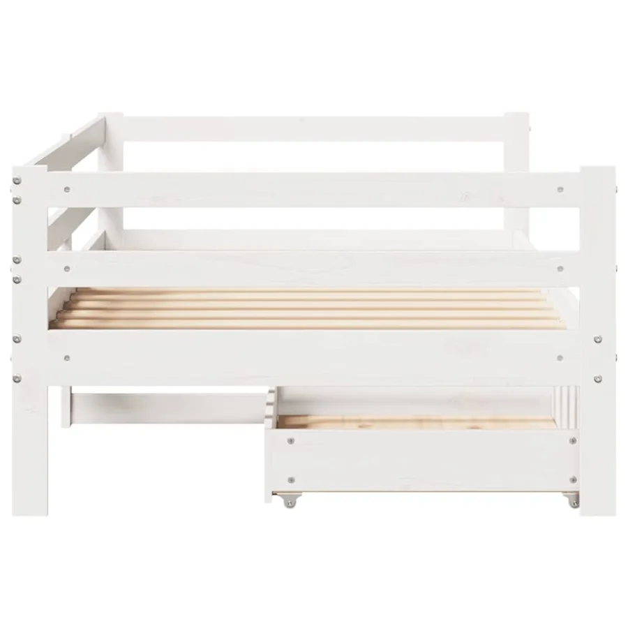 Lit de jour et tiroirs sans matelas blanc 90x200 cm bois massif - 7