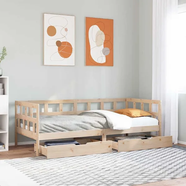 Lit de jour avec tiroirs sans matelas 90x200 cm bois massif