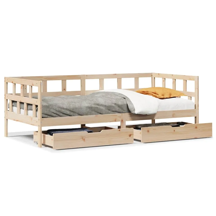 Lit de jour avec tiroirs sans matelas 90x200 cm bois massif - 2