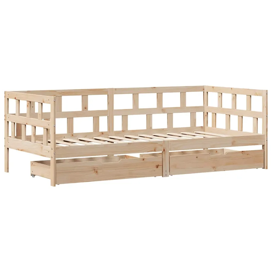 Lit de jour avec tiroirs sans matelas 90x200 cm bois massif - 3