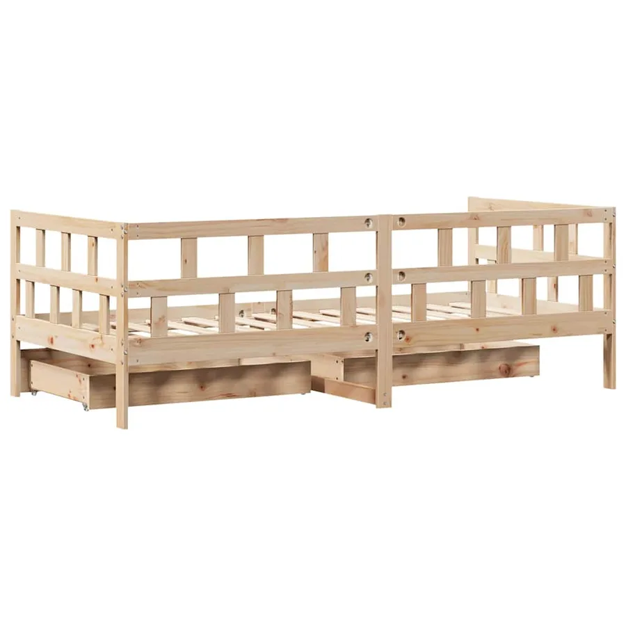 Lit de jour avec tiroirs sans matelas 90x200 cm bois massif - 8