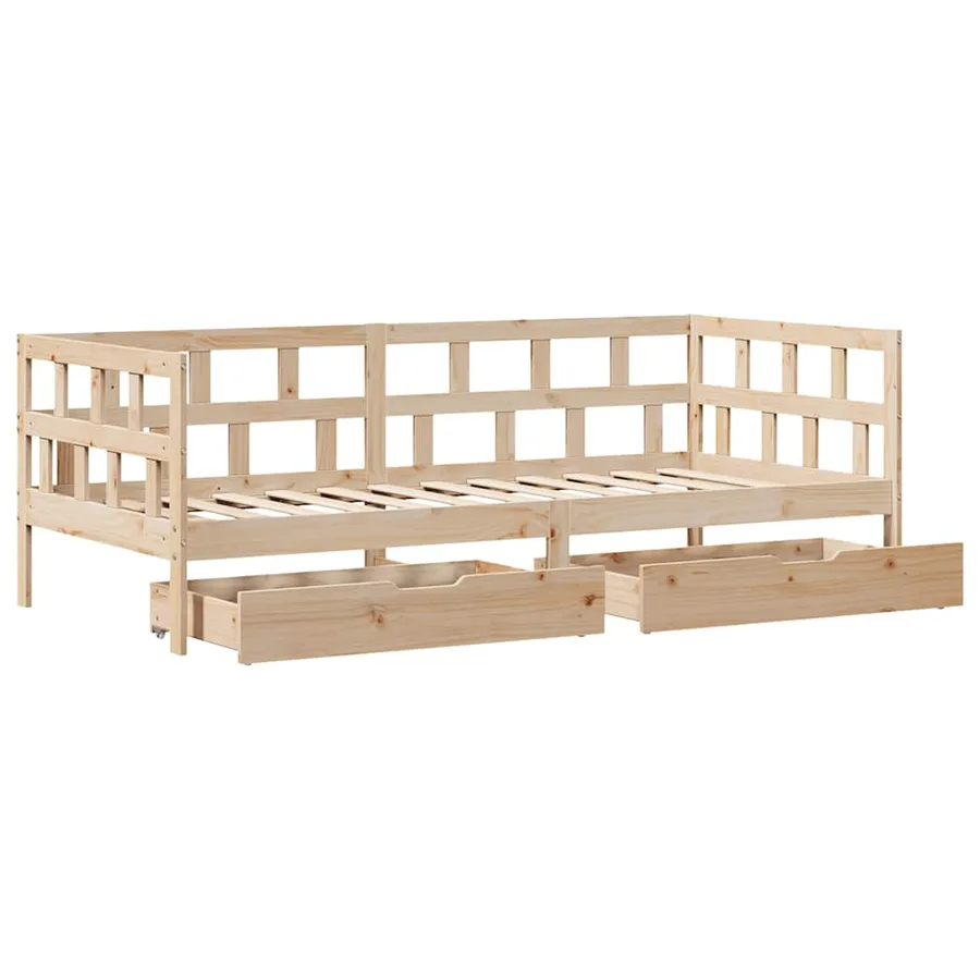 Lit de jour avec tiroirs sans matelas 90x200 cm bois massif - 9