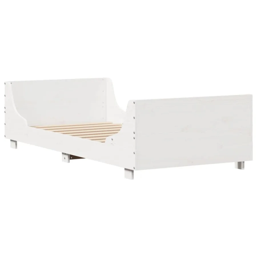Cadre de lit sans matelas blanc 75x190 cm bois de pin massif - 5