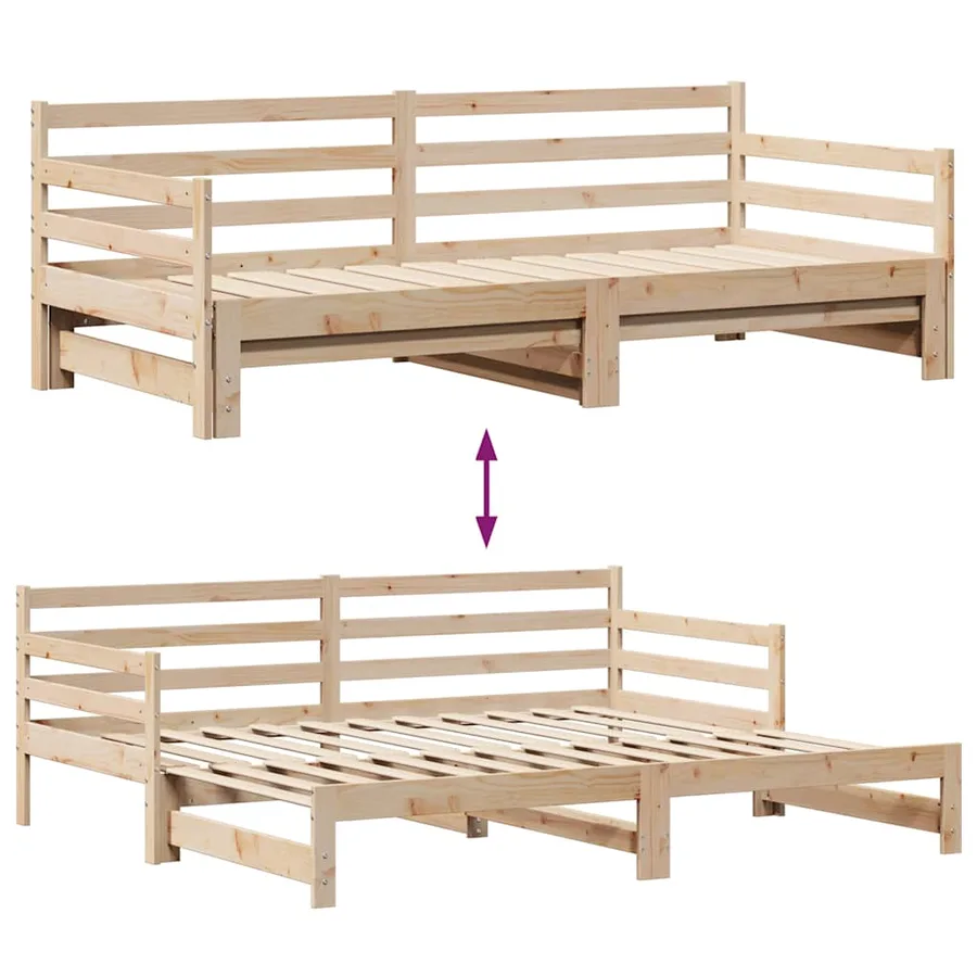 Lit de jour avec gigogne et tiroirs sans matelas 80x200 cm - 9
