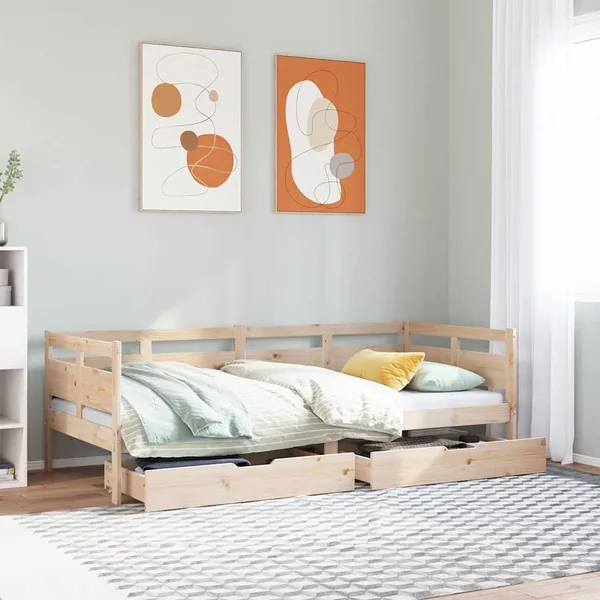 Lit de jour avec tiroirs sans matelas 90x200 cm bois massif