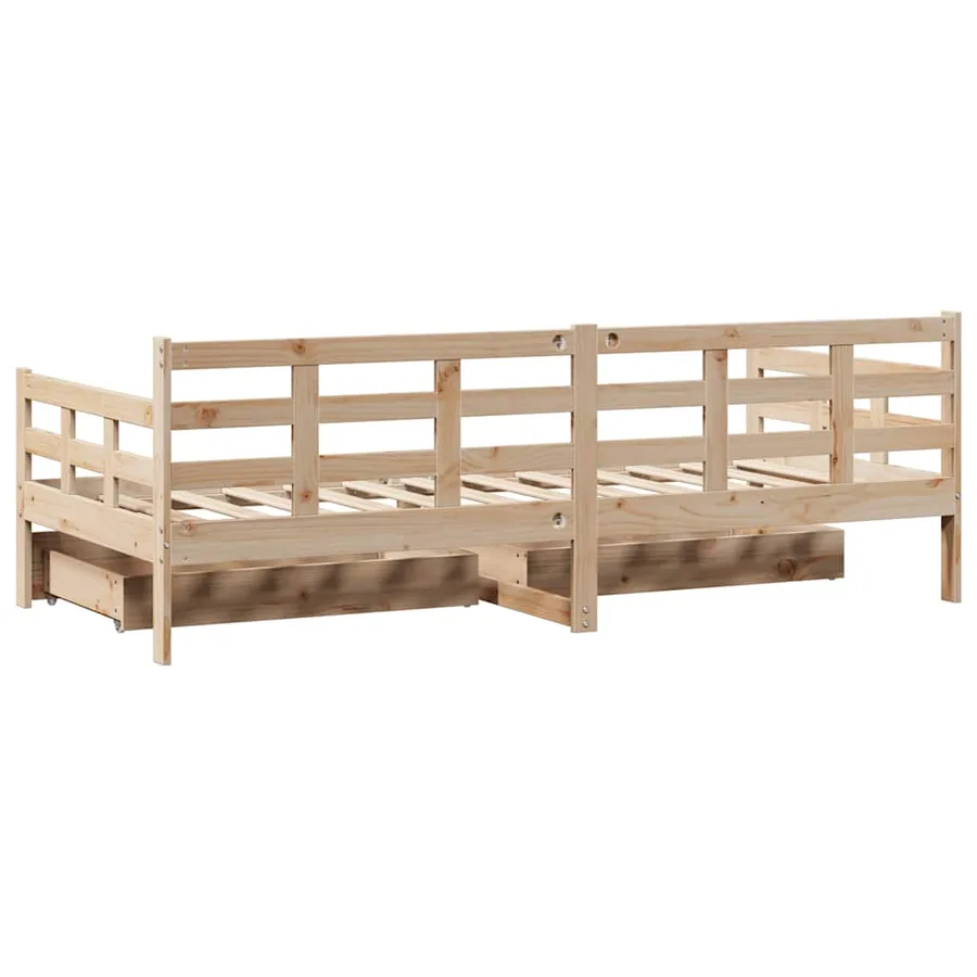 Lit de jour avec tiroirs sans matelas 90x200 cm bois massif - 6