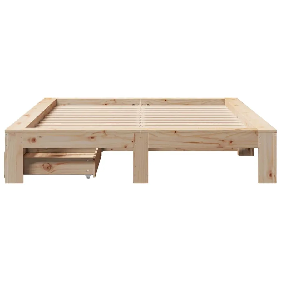 Cadre de lit sans matelas 140x200 cm bois massif de pin - 4