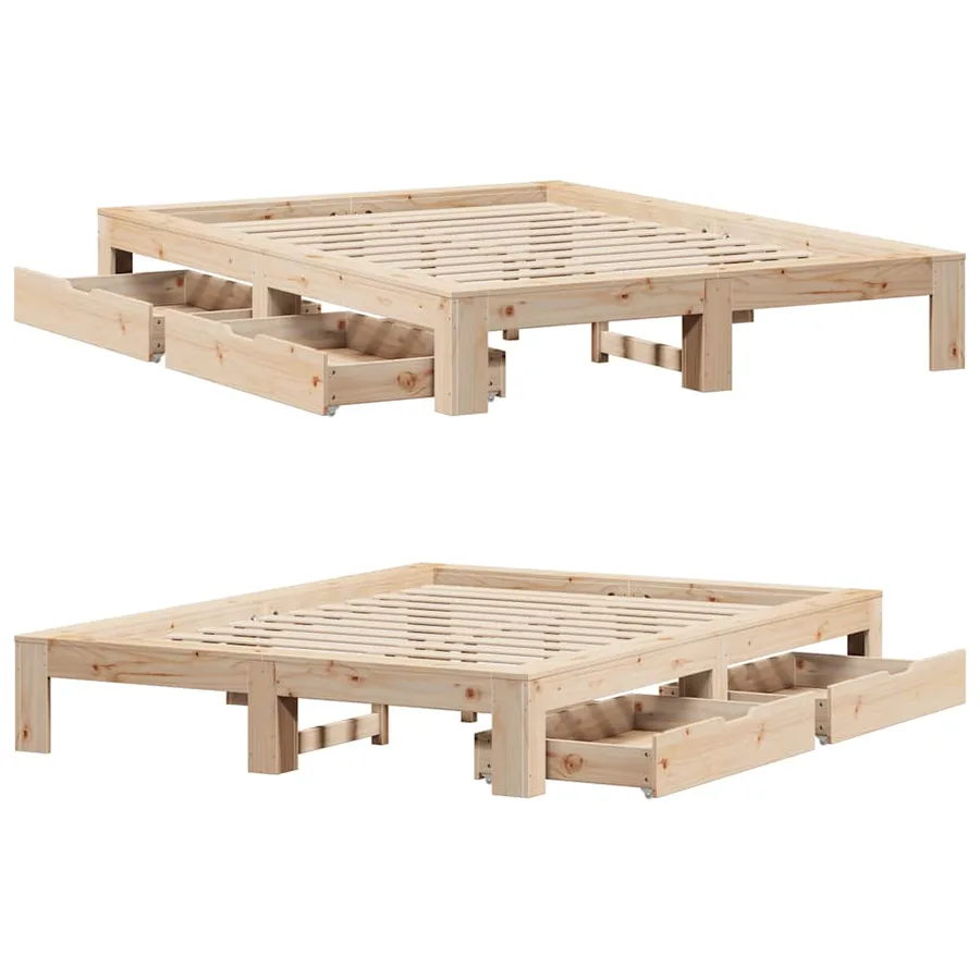 Cadre de lit sans matelas 140x200 cm bois massif de pin - 9