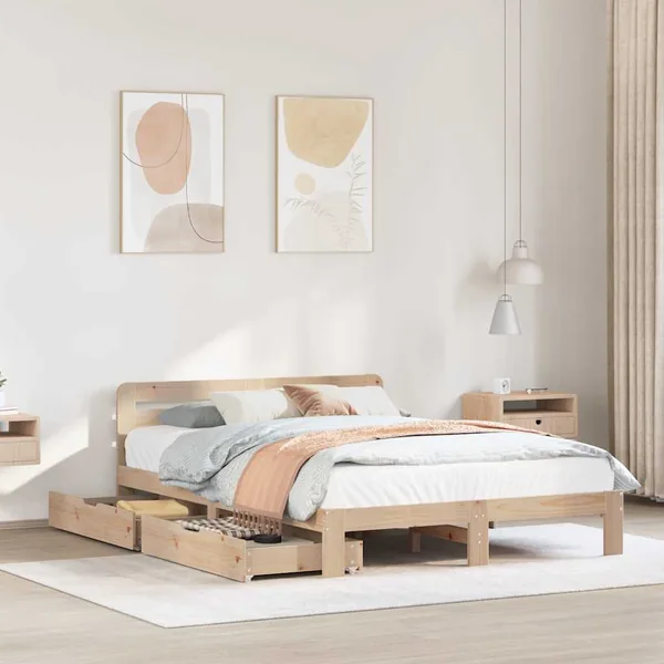 Cadre de lit sans matelas 160x200 cm bois massif de pin