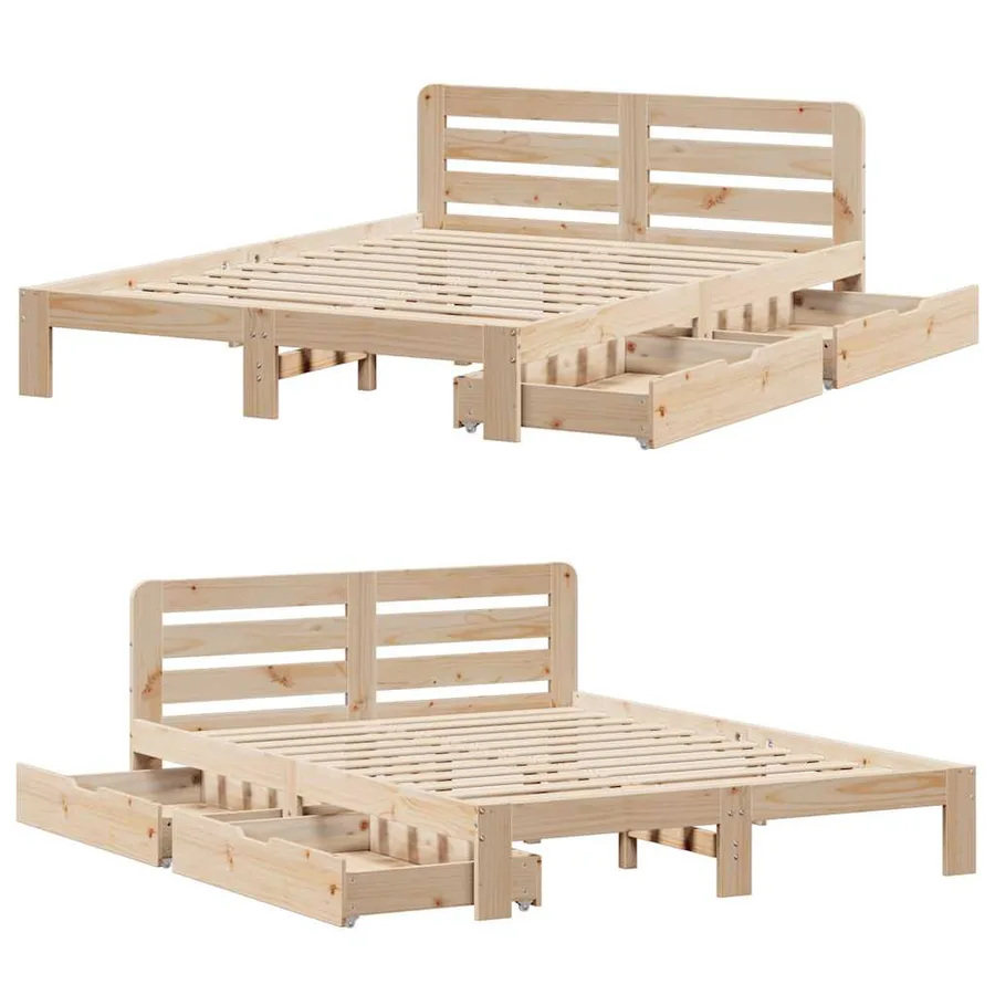 Cadre de lit sans matelas 160x200 cm bois massif de pin - 9