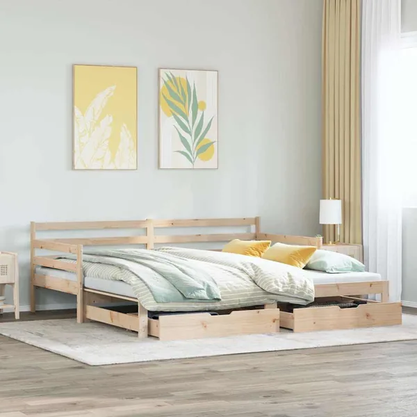 Lit de jour avec gigogne et tiroirs sans matelas 90x200 cm