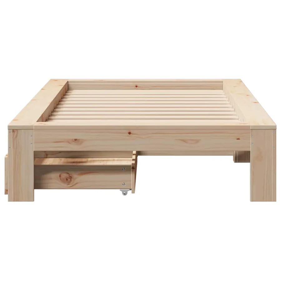 Cadre de lit sans matelas 100x200 cm bois massif de pin - 4