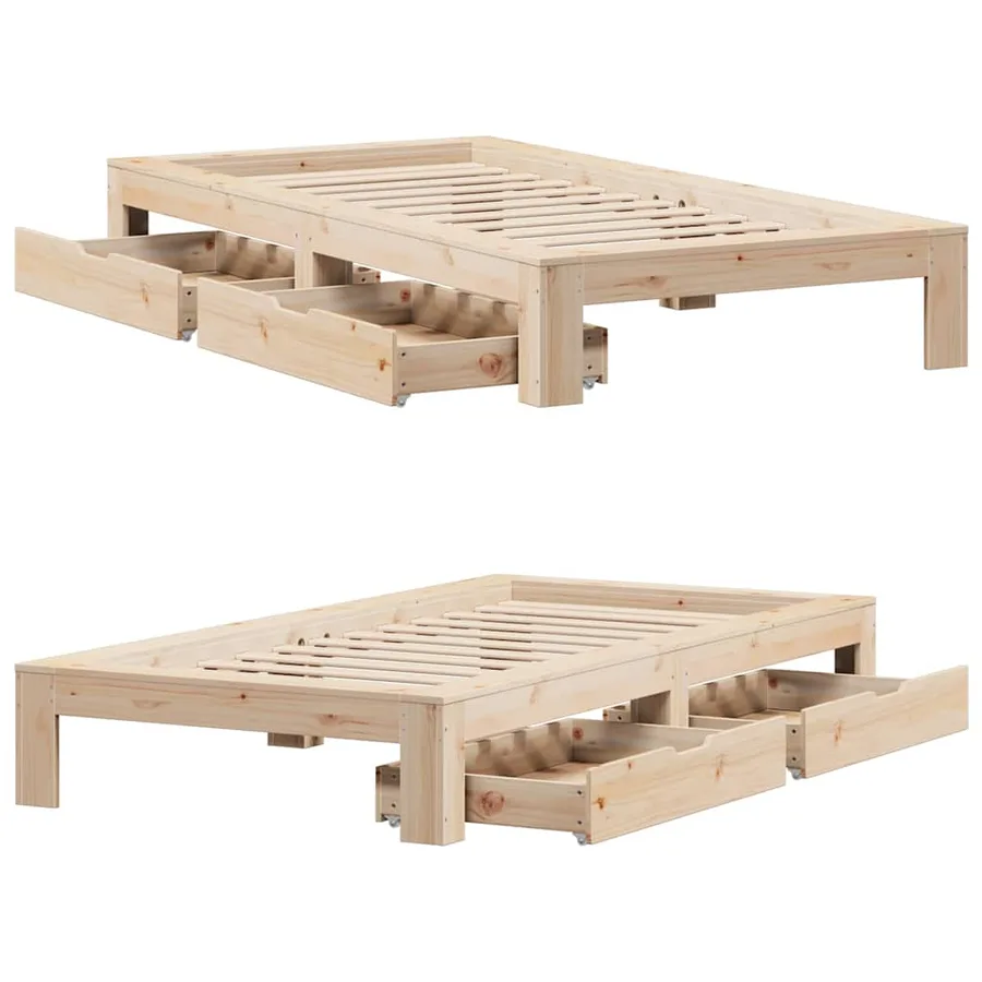 Cadre de lit sans matelas 100x200 cm bois massif de pin - 9