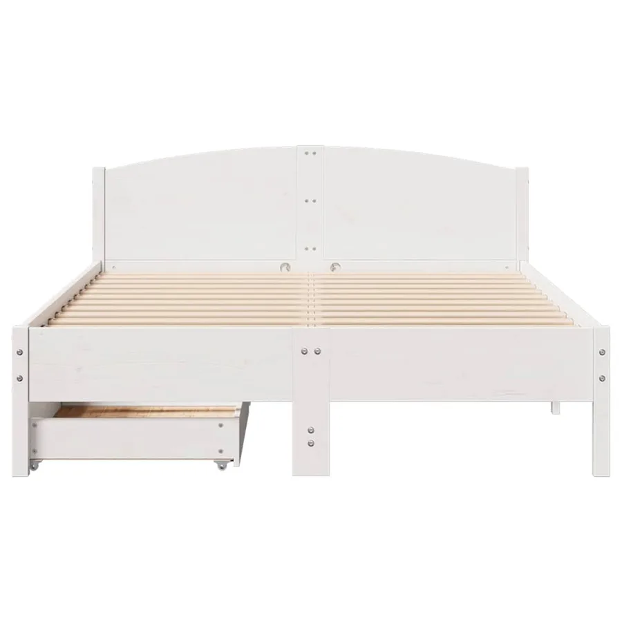 Cadre de lit sans matelas blanc 140x200 cm bois de pin massif - 4