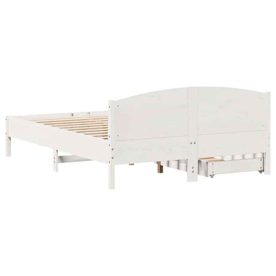 Cadre de lit sans matelas blanc 140x200 cm bois de pin massif - 8