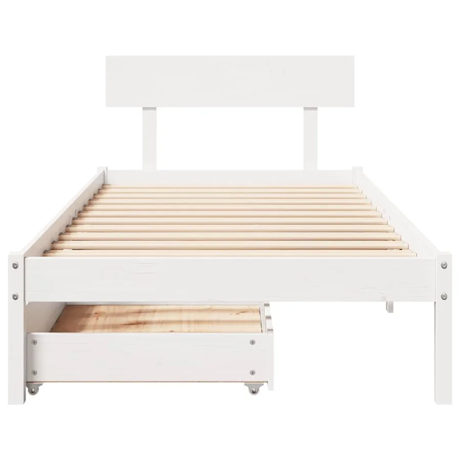 Cadre de lit sans matelas blanc 100x200 cm bois de pin massif - 4