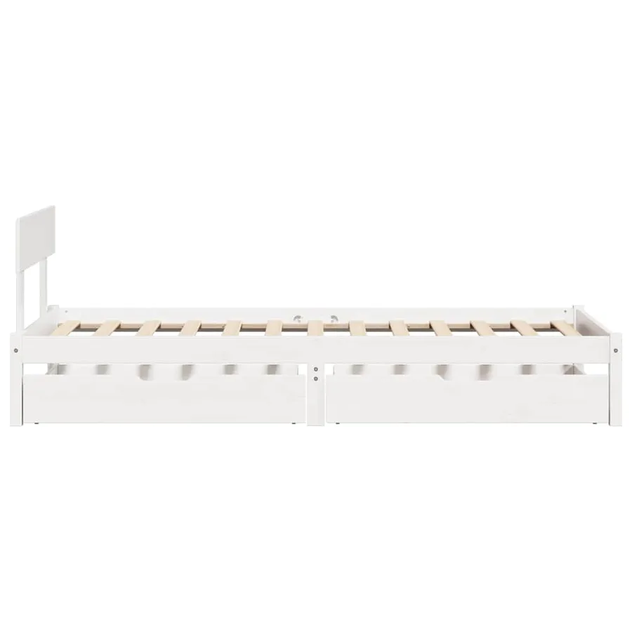 Cadre de lit sans matelas blanc 100x200 cm bois de pin massif - 5