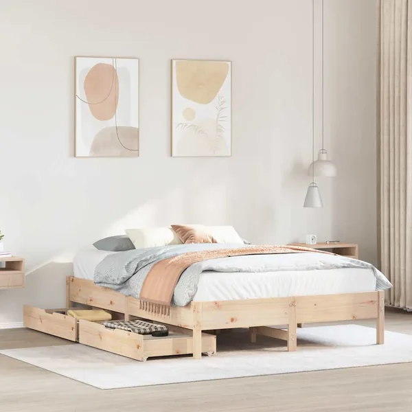 Cadre de lit sans matelas 160x200 cm bois massif de pin