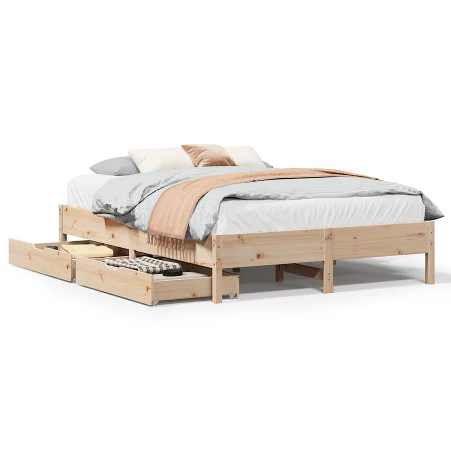 Cadre de lit sans matelas 160x200 cm bois massif de pin - 2