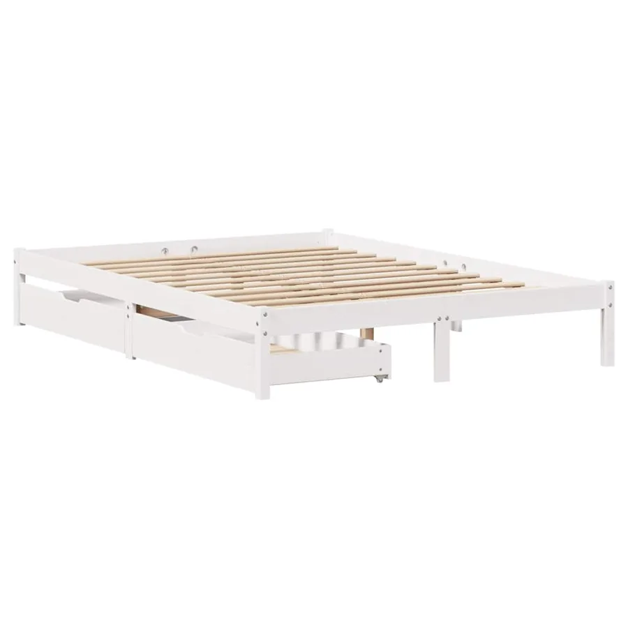 Cadre de lit sans matelas blanc 120x200 cm bois de pin massif - 3
