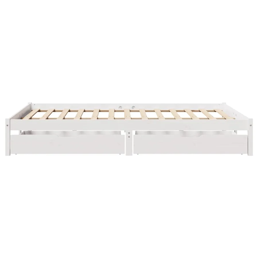 Cadre de lit sans matelas blanc 120x200 cm bois de pin massif - 5