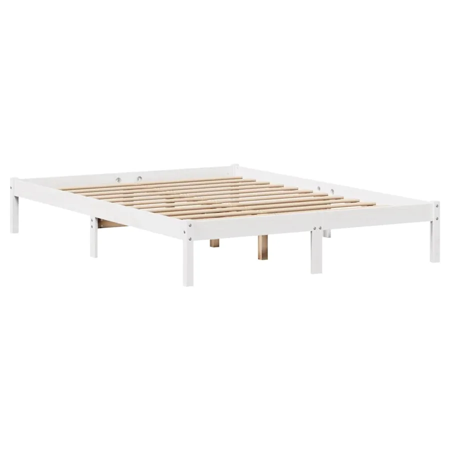 Cadre de lit sans matelas blanc 120x200 cm bois de pin massif - 7