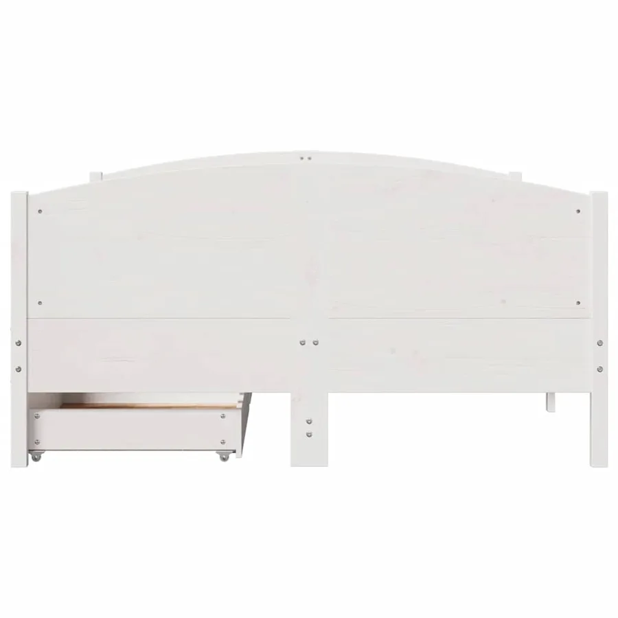 Cadre de lit sans matelas blanc 150x200 cm bois de pin massif - 4
