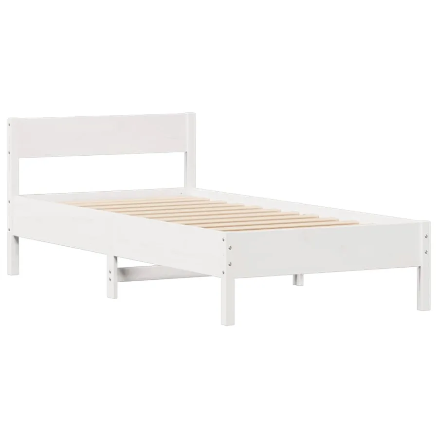 Cadre de lit sans matelas blanc 90x200 cm bois de pin massif - 5