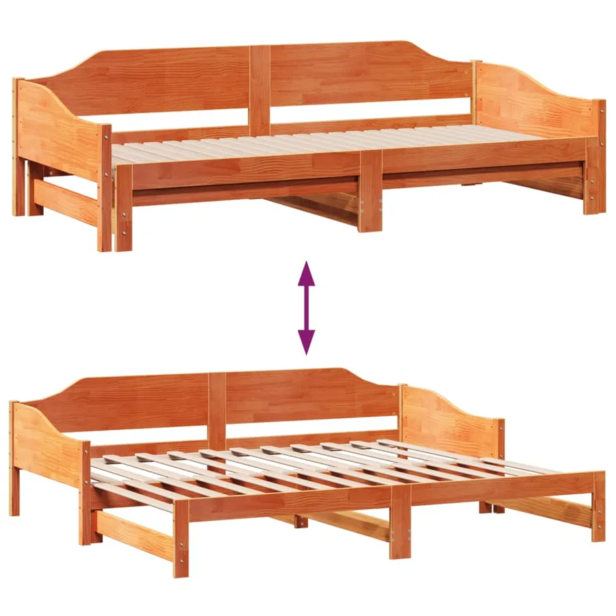 Lit de jour et lit gigogne sans matelas 90x200 cm bois massif - 10
