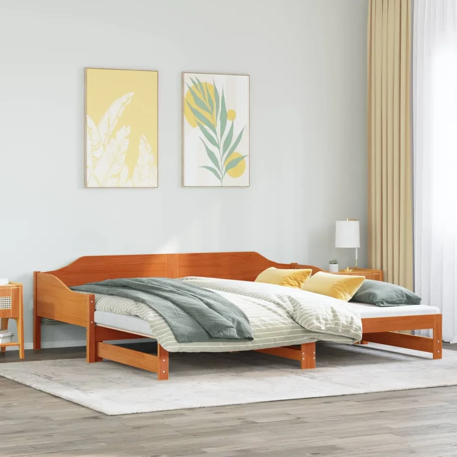 Lit de jour et lit gigogne sans matelas 90x200 cm bois massif - 4