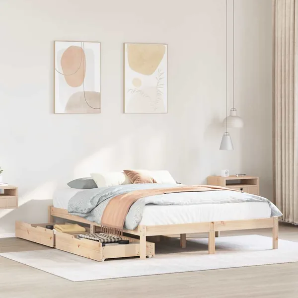 Cadre de lit sans matelas 160x200 cm bois massif de pin