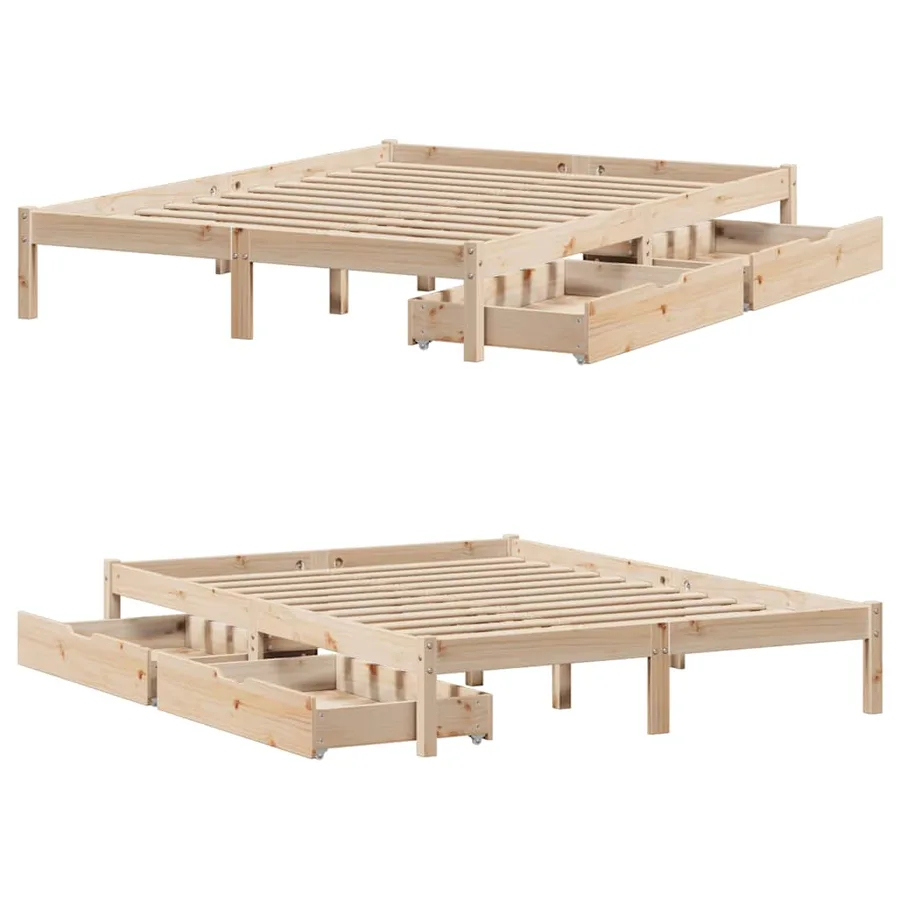 Cadre de lit sans matelas 160x200 cm bois massif de pin - 9